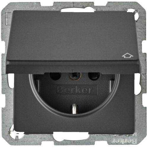 Berker 47516086 Steckdose SCHUKO mit Klappdeckel u. erh.BS Q.1/Q.3 anthrazit, samt Mesch Shop Berker 47516086 Steckdose SCHUKO mit Klappdeckel u. erh.BS Q.1/Q.3 anthrazit, samt Mesch Shop